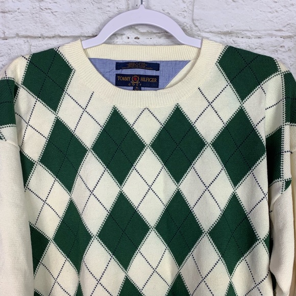 Tommy Hilfiger Golf Argyle Cream Crewneck Sweater - Picture 2 of 8